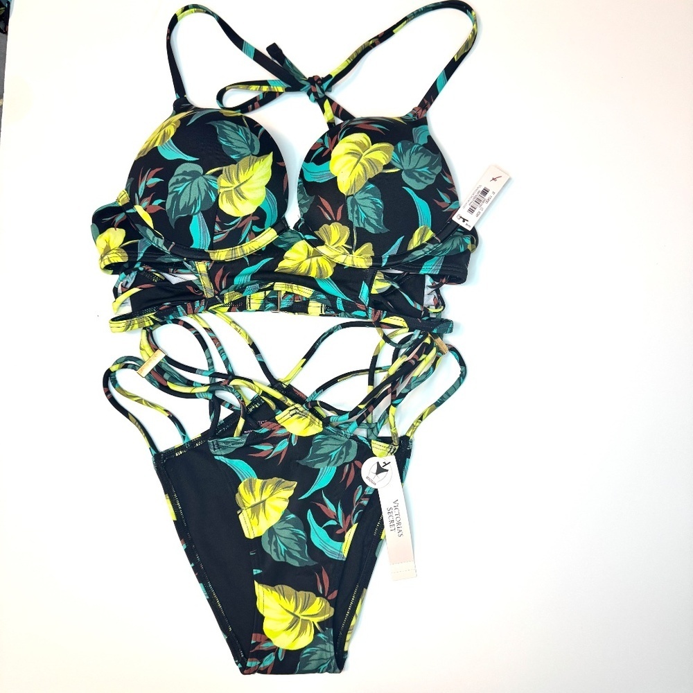 Victoria’s Secret Swim Bikini Set Brazilian Tropical Pattern Small, 32A NWT - Picture 5 of 12
